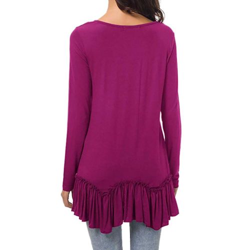  Holeider Damen Bluse Damen Langarm Langarmshirt Damen Elegant Tops Sexy Rundhals Pullover Tunika T-Shirt Einfarbig 3 Farbe S-XXL