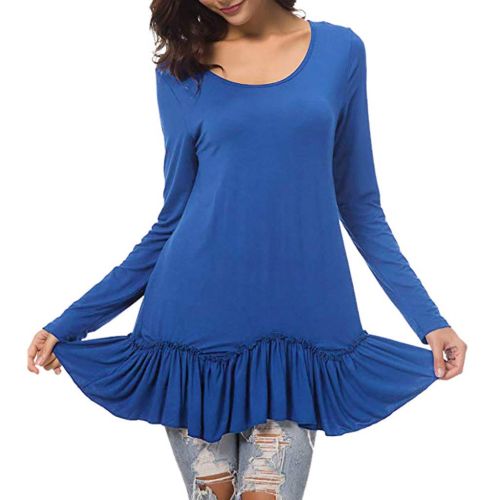  Holeider Damen Bluse Damen Langarm Langarmshirt Damen Elegant Tops Sexy Rundhals Pullover Tunika T-Shirt Einfarbig 3 Farbe S-XXL