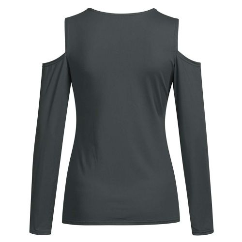  Holeider Damen Basic Langarmshirt Damen Bluse Damen Elegant Top Langarm Damen Sexy V-Ausschnitt Pullover Damen Tunika T-Shirt Bodycon Schulterfrei Einfarbig S-XL,