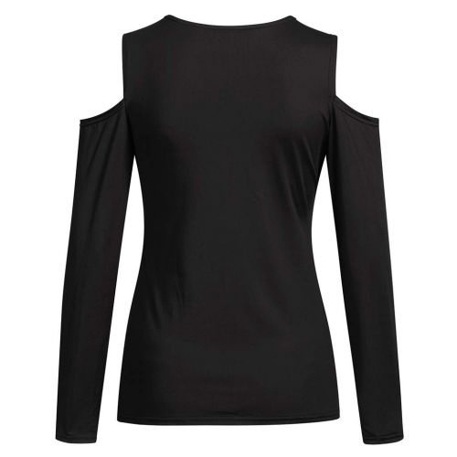  Holeider Damen Basic Langarmshirt Damen Bluse Damen Elegant Top Langarm Damen Sexy V-Ausschnitt Pullover Damen Tunika T-Shirt Bodycon Schulterfrei Einfarbig S-XL,