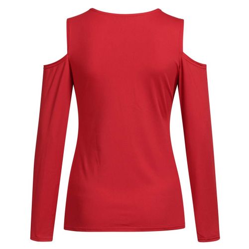  Holeider Damen Basic Langarmshirt Damen Bluse Damen Elegant Top Langarm Damen Sexy V-Ausschnitt Pullover Damen Tunika T-Shirt Bodycon Schulterfrei Einfarbig S-XL,