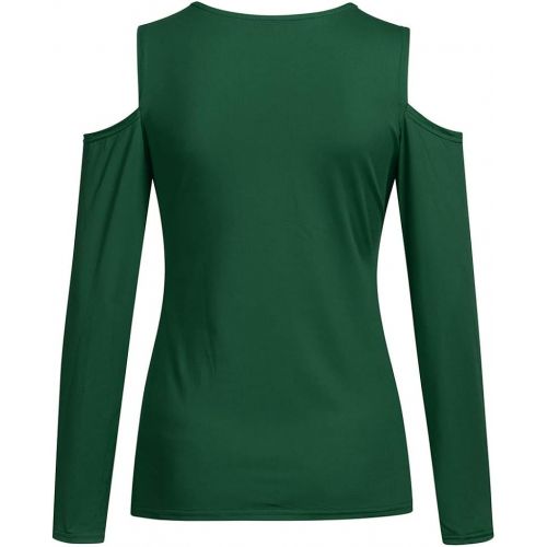  Holeider Damen Basic Langarmshirt Damen Bluse Damen Elegant Top Langarm Damen Sexy V-Ausschnitt Pullover Damen Tunika T-Shirt Bodycon Schulterfrei Einfarbig S-XL,