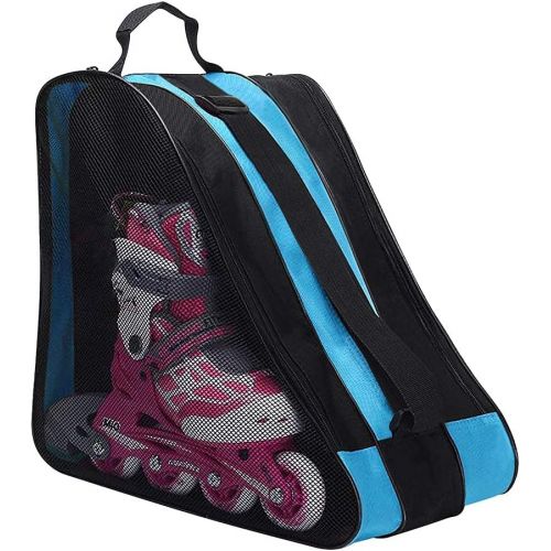  Holiberty Kids Ice Skates Bags Heavy Duty Oxford Roller Skating Shoes Carry Bag Inline Skate Boot Shoulder Bag Children Boys Girls Hockey Skate Tote Ski Sport Bag Multi Pockets for Ice Skate