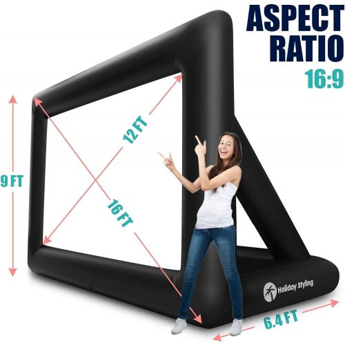  [아마존베스트]Holiday Styling: Outdoor Projector Screen  Outdoor Movie Screen - TV Projection Screen - Inflatable Portable Projector Screen for Family Movies - Premium Grade 200 inch Diagonal (