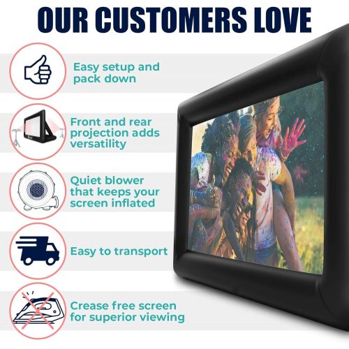  [아마존베스트]Holiday Styling: Outdoor Projector Screen  Outdoor Movie Screen - TV Projection Screen - Inflatable Portable Projector Screen for Family Movies - Premium Grade 200 inch Diagonal (