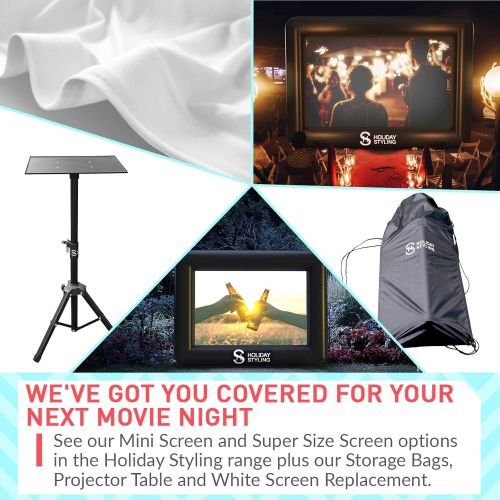 Inflatable Outdoor Projector Movie Screen - Package with Rope, Blower + Tent Stakes by Holiday Styling (19ft Screen)
