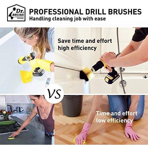  Holikme 15Piece Drill Brush Attachments Set, Scrub Pads & Sponge,Buffing Pads，Power Scrubber Brush with Extend Long Attachment，Car Polishing Pad Kit