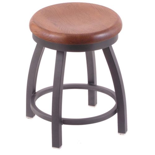  Holland Bar Stool Co. 802 Misha Vanity Stool with Pewter Finish and Swivel Seat, 18, Medium Oak