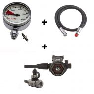 Hollis 200LX + DCX Scuba Diving Regulator Plus Pressure Gauge and Hose Included (Bundle) (Din)