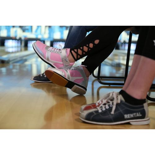  Hollmark Shoes The Cure Womens High Top Bowling Shoe for Right Handed Bowler,- Pink and Silver