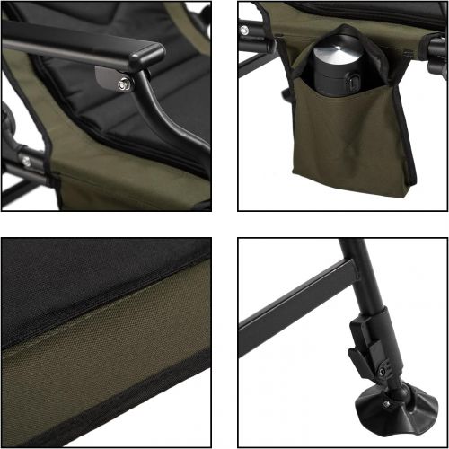  HollyHOME Outdoor Expandable Fishing Chair with Removable Cushion and Adjustable Legs, Multi-Angle Lumbar Back Support, Folding Camping Lounge Chair with Footrest Pads, Picnic Recl