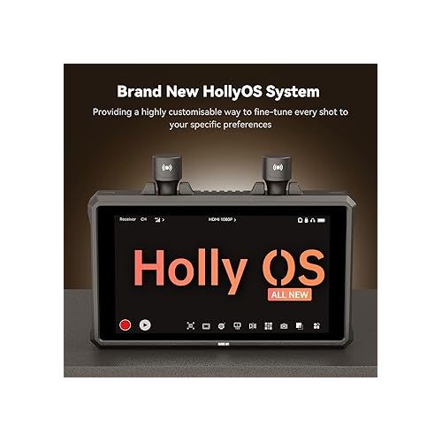  Hollyland Mars M1 Enhanced Wireless Transmitter & Receiver & Monitor, 3-in-1, SDI/HDMI Wireless Video Transmission System with 450ft (150m) LOS Range and 0.08s Ultra-low Latency, Solo Kit