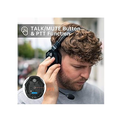  Hollyland Solidcom C1 Pro Wireless Intercom Remote Headset ENC Noise Cancellation Full Duplex 1100ft Team Communication with PTT Mute Single Ear Headset for Church Drone TV Film Production