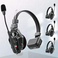Hollyland Solidcom C1 Full-Duplex 4 Users Wireless Headset Intercom System 1100ft Single Ear Headset Headphone Microphone with 8 Batteries & Replaceable Earpads