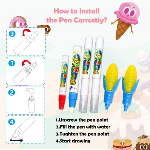  [아마존베스트]Hollyhi Water Drawing Mat,Kids Toddlers Writing Painting Toy Board Educational Toys for Age 3 4 5 6 7 8 Year Old Boys Girls,Neon Color Writing Drawing Mat Best Holiday Christmas Birthday G