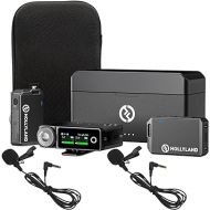 Hollyland Lark MAX Duo Wireless Mic System with Professional Noise Cancelation Compatible with DSLR Camera, iPhone, Android, PC Bundle with Lavalier Microphones and Hardshell Case (4 Items)
