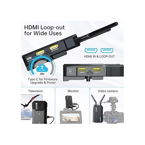  Hollyland Mars 300 Pro Enhanced Wireless Video Transmitter & Receiver 300Ft Range 1080p HDMI 5G 0.08S Low Latency APP Support iOS Android [2 Battery Pack & AC Charger Bundle]