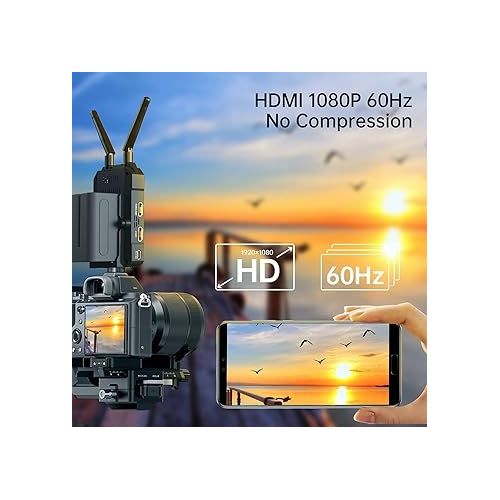  Hollyland Mars 300 Pro Enhanced Wireless Video Transmitter & Receiver 300Ft Range 1080p HDMI 5G 0.08S Low Latency APP Support iOS Android [2 Battery Pack & AC Charger Bundle]