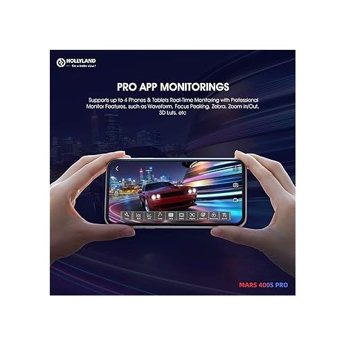  Hollyland Mars 400S PRO 400ft 1080p Wireless HDMI & SDI Video Transmitter and Receiver 5G 0.08s Latency APP Support Android & iOS Wireless Video Transmission [2 Battery Pack & AC Charger Bundle]