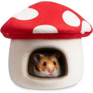 Hollypet Small Pet Animals Bed Dutch Pig Hamster Nest Hedgehog Rat Chinchilla Guinea Habitat Mini House, Red Mushroom, S