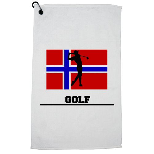  Hollywood Thread Norway Olympic - Golf - Flag - Silhouette Golf Towel with Carabiner Clip