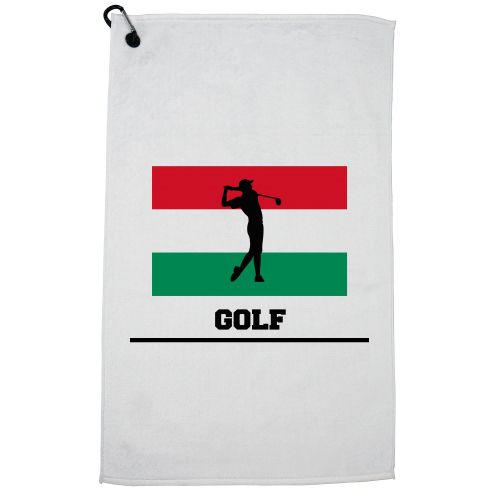  Hollywood Thread Hungary Olympic - Golf - Flag - Silhouette Golf Towel with Carabiner Clip