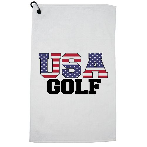  Hollywood Thread USA Olympics - Golf - Vintage Letters Golf Towel with Carabiner Clip