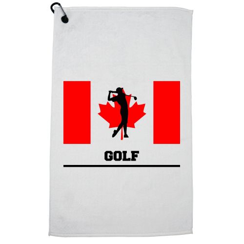  Hollywood Thread Canada Olympic - Golf - Flag - Silhouette Golf Towel with Carabiner Clip