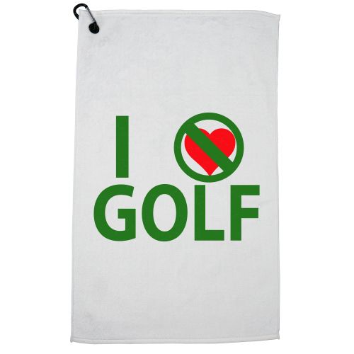  Hollywood Thread I Dont Love Golf - Green Heart Hate Golf Golf Towel with Carabiner Clip