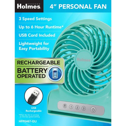  Holmes 4 Mint Green Personal Rechargeable Fan