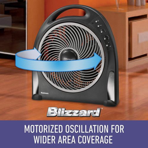  Holmes 12-Inch Fan | Blizzard Rotating Fan with Remote Control, Black