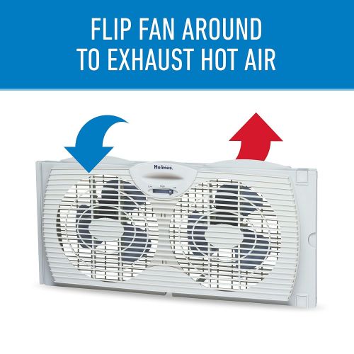  Holmes Window Fan with Twin 6-Inch Reversible Airflow Blades, White