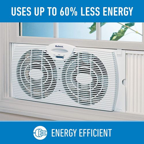  Holmes Window Fan with Twin 6-Inch Reversible Airflow Blades, White