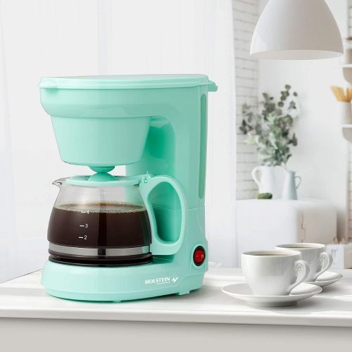  Holstein Housewares - 5-Cup Compact Coffee Maker, Mint - Convenient and User Friendly with Auto Pause and Serve Functions