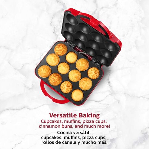  Holstein Housewares Cupcake Maker, Non-Stick Coating, Red - Makes 12 Full Size Cupcakes, Muffins, Cinnamon Buns, and much more for Birthdays, Holidays, Bake Sales or Special Occasi