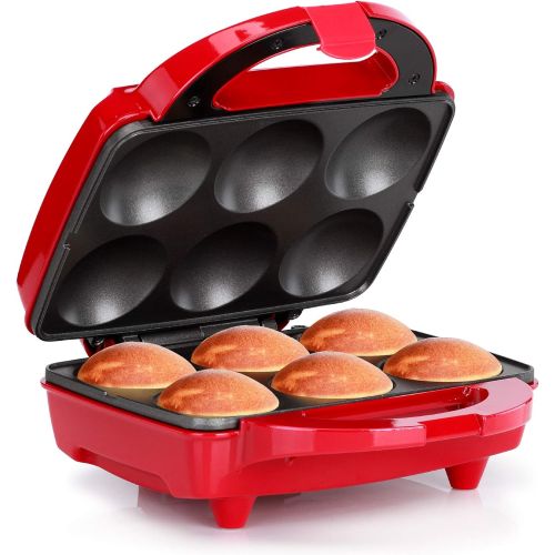  Holstein Housewares Non-Stick Maker, Makes 6 Cupcakes for Birthdays, Holidays, or Special Occasions, Red,HF-09013R