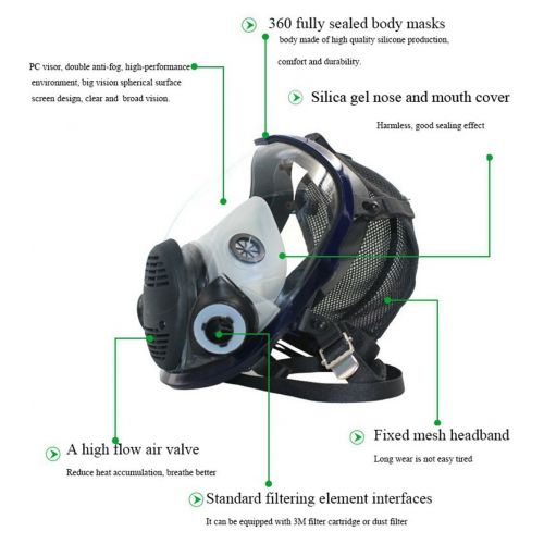  Holulo Organic Vapor Full Face Respirator With Visor Protection For Paint, chemicals, polish