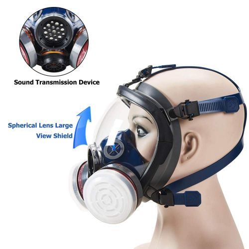  Holulo Full Face Respirator for Organic Vapor Industrial Grade Quality Respiratory Protection,Paint Spray Safety Mask (mask 33)