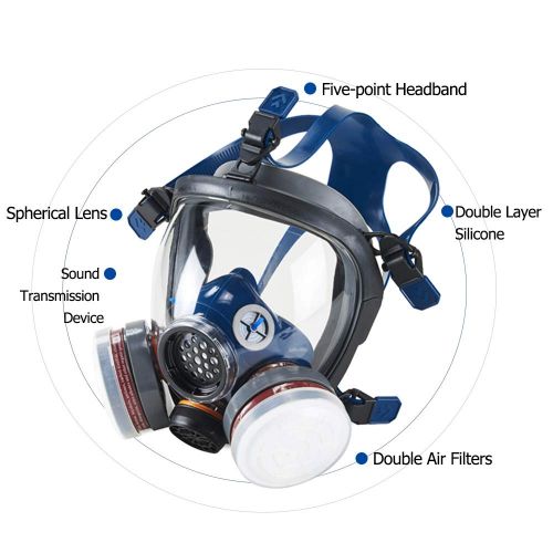  Holulo Full Face Respirator for Organic Vapor Industrial Grade Quality Respiratory Protection,Paint Spray Safety Mask (mask 33)