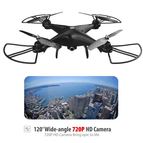  Holy Stone HS110D FPV RC Drone with 720P Camera and Video 120° Wide-Angle WiFi Quadcopter for kids and beginners Altitude Hold Headless Mode 3D Flips RTF with Modular Battery, Blac