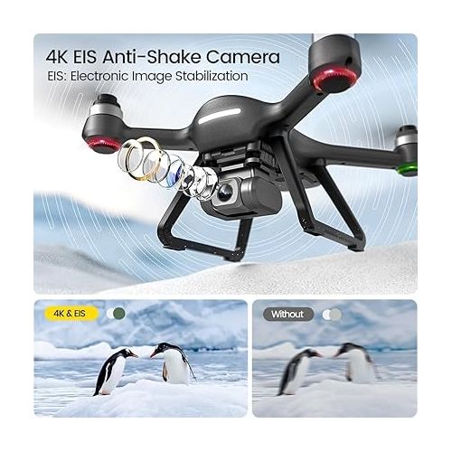 Holy Stone HS700E 4K UHD Drone with EIS Anti Shake 130 FOV Camera for Adults, GPS Quadcopter with 5GHz FPV Transmission, Brushless Motor, Easy Auto Return Home, Follow Me and Outdoor Carrying Case