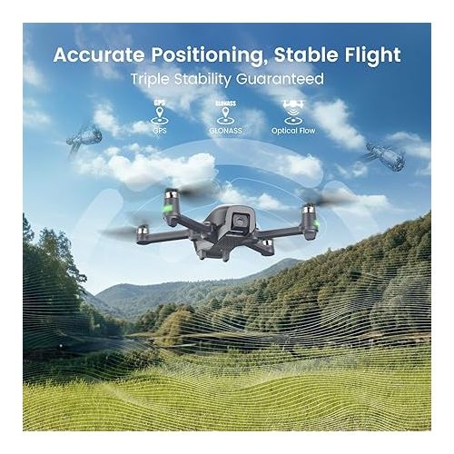  Holy Stone HS710 Drones with Camera for Adults 4K, GPS FPV Foldable 5G Quadcopter for Beginners with Optical Flow Positioning, Auto Return Home, Follow Me, Brushless Motor, Easy to Fly