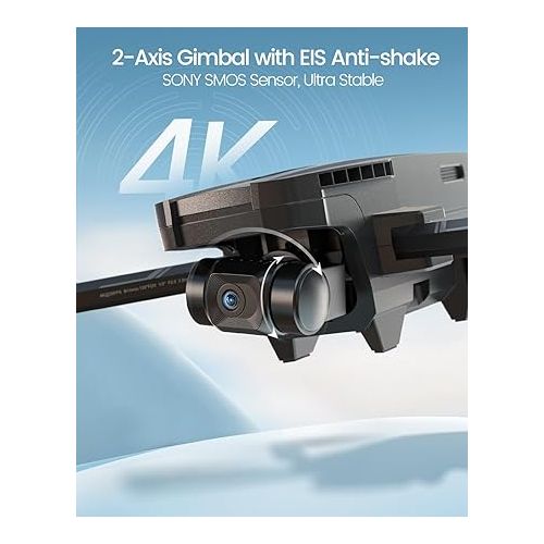  Holy Stone HS720G 2-Axis Gimbal Drones with 4K EIS Camera, 2 Batteries 52-Min Flight Time, Brushless Motors, GPS Auto Return, Video Transmission, Mini Foldable Drone for Beginners Adults