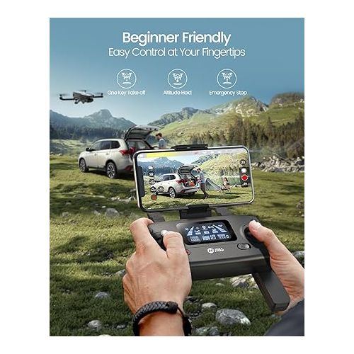  Holy Stone HS720G 2-Axis Gimbal Drones with 4K EIS Camera, 2 Batteries 52-Min Flight Time, Brushless Motors, GPS Auto Return, Video Transmission, Mini Foldable Drone for Beginners Adults