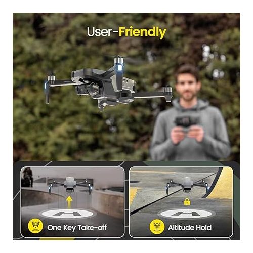  Holy Stone HS720R 3 Axis Gimbal GPS Drones with Camera for Adults 4K EIS; FPV RC Drone, Foldable Quadcopter with 10000 Feet Video Transmission Control Range, Brushless Motor, Follow Me, Auto Return