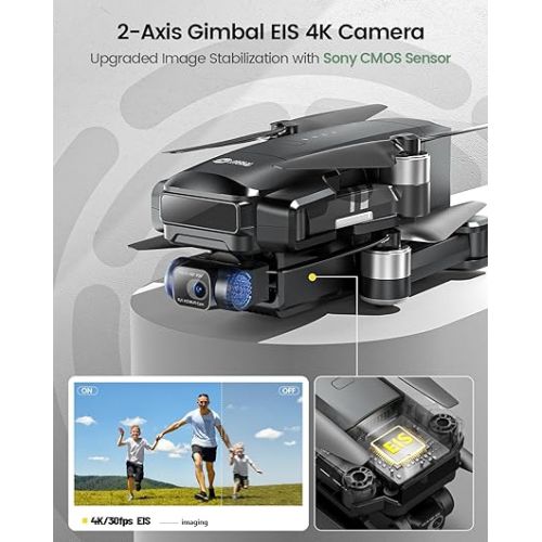  Holy Stone HS600 2-Axis Gimbal Drones with 4K EIS Camera for Adults, Integrated Remote ID, 2 Batteries 56-Min Flight Time, 10000 FT Range Transmission, GPS Drone with Brushless Motors, 4K/30FPS