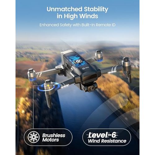  Holy Stone HS600 2-Axis Gimbal Drones with 4K EIS Camera for Adults, Integrated Remote ID, 2 Batteries 56-Min Flight Time, 10000 FT Range Transmission, GPS Drone with Brushless Motors, 4K/30FPS