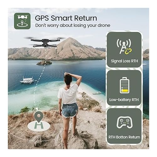  Holy Stone GPS Drone with 4K Camera for Adults, HS175D RC Quadcopter with Auto Return, Follow Me, Brushless Motor, Circle Fly, Waypoint Fly, Altitude Hold, Headless Mode, 46 Mins Long Flight