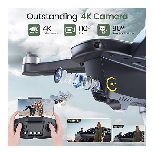  Holy Stone GPS Drone with 4K Camera for Adults, HS175D RC Quadcopter with Auto Return, Follow Me, Brushless Motor, Circle Fly, Waypoint Fly, Altitude Hold, Headless Mode, 46 Mins Long Flight