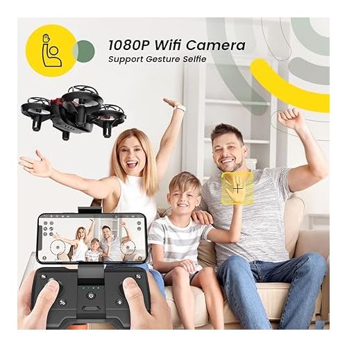  Holy Stone HS420 Mini Drone with HD FPV Camera for Kids Adults Beginners, Pocket RC Quadcopter with 2 Batteries, Toss to Launch, Gesture Selfie, Altitude Hold, Circle Fly, High Speed Rotation